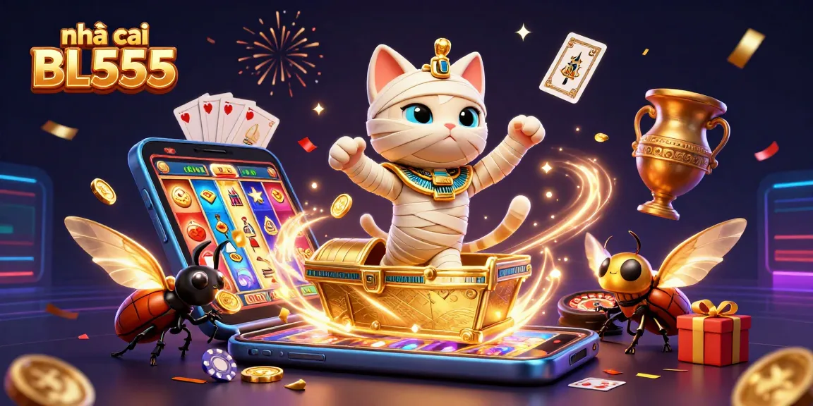 Experience the thrill with nhà cái BL555 as the Egyptian mummy cat bursts from the casino sarcophagus.