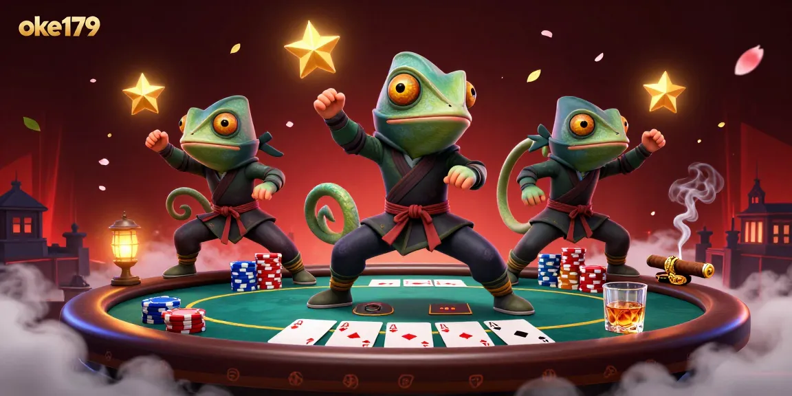 Experience thrilling moments at oke179 while enjoying poker with a lively ninja chameleon team.